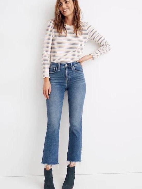 Madewell Denim - Madewell Cali Demi-Boot Jeans Raw Hem Medium Wash Size 27